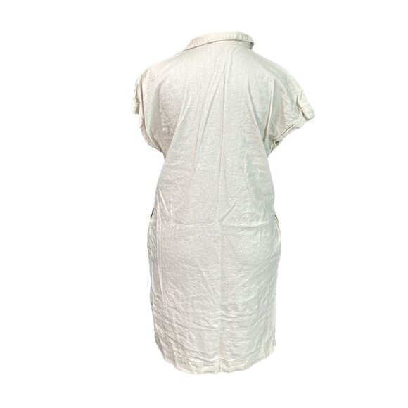 Old Navy Womens Button-Up Linen Blend Shirt Dress S Short Sleeve Off-White - Picture 3 of 10